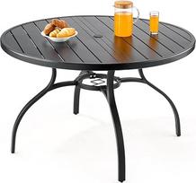 VEVOR terasos stalas Sodo stalas Balkono stalas (1200 x 725 mm) Anglinio plieno apvalus valgomojo stalas lauko kiemui, terasai, sodo verandai, atsparus vandeniui su 38 mm skyle skėčiui 68 kg keliamoji galia Juoda