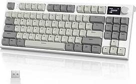 VGN GAMEPOWER x Attack Shark K86 Mechaninė žaidimų klaviatūra Belaidis 75% TKL, 2.4G Wireless/Bluetooth/USB-C, RGB Gasket klaviatūra QWERTY, spalvotas ekranas, sukamoji rankenėlė, "Hot Swap" linijinis jungiklis, Retro Grey