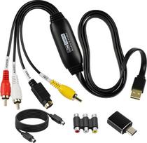 VHS į skaitmeninį keitiklis su USB 2.0, vaizdo įrašymo plokštė, palaikanti iki 1080P raišką, skirta VHS įrašų skaitmeninimui, AV ir S-Video adapteris, VHS į DVD per kompiuterį, PAL/NTSC, „Windows“ ir „Mac OS“
