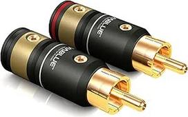 VIABLUE T6s RCA Male / RCA * Sraigtinė versija * 24 karatų tikrojo aukso danga * Metalinis korpusas * Aukštos klasės jungtys * 2 poros (4 vnt.)