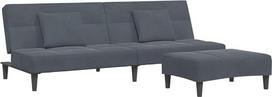 vidaXL 2 vietų sofa lova su kojūgaliais, sofa lova su mediniu rėmu, dienos lova svetainėje, sofa lova, sulankstoma sofa, moderni, tamsiai pilkas aksomas