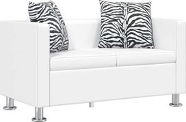 vidaXL 2 vietų prabangi dirbtinės odos sofa su pagalvėlėmis juoda balta