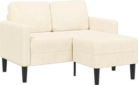 vidaXL 2 vietų sofa su šezlongu L formos kreminė 125 cm lininė 2 vietų sofa miegamajam Dviejų vietų sofa 125 cm x 118 cm x 85 cm