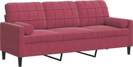vidaXL 3 vietų sofa su dekoratyvinėmis pagalvėlėmis Porankiai Metalinis rėmas Minkšta sofa gyvenamajam kambariui Lounge Sofa sėdimieji baldai Modernus vyno raudonas aksomas