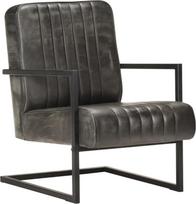 vidaXL Cantilever fotelis Retro Recliner kėdė Minkšta kėdė Odinė kėdė TV Lounge Svetainė Nusidėvėjusi pilka natūrali oda
