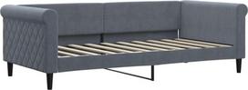vidaXL Dienos lova, svečių lova be čiužinio, miegamojo, svetainės sofa-lova, lovos rėmas, skersinis rėmas, sofa, moderni, tamsiai pilka, 90 x 190 cm, aksomas