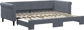 vidaXL dienos lova, sofa lova, išskleidžiama, svečių lova, miegamojo sofa lova, svetainė, ištraukiama lova sofa lova, modernus dizainas, tamsiai pilka, 90 x 200 cm, aksomas