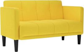 vidaXL dvivietė sofa, geltona, 111 cm, audinio dvivietė sofa, paminkštinta sofa, dvivietė sofa, sofos, apmušta sofa, poilsio sofa, svetainės sofa