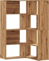 vidaXL kampinė knygų spinta, 4 lygiai, „Artisan Oak“, 85 x 85 x 140 cm, pagaminta iš medžio