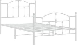 vidaXL lovos rėmas, lovos rėmas su galvūgaliu ir kojūgaliu, metalinė lova su skersiniu rėmu, viengulė lova, svečių lova, miegamasis, metalas, balta, 100 x 200 cm