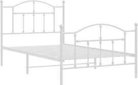 vidaXL lovos rėmas, lovos rėmas su galvūgaliu ir kojūgaliu, metalinė lova su skersiniu rėmu, viengulė lova, svečių lova, miegamasis, metalas, balta, 100 x 190 cm