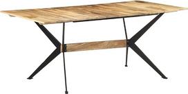 vidaXL Mangmedžio masyvi valgomojo stalas, pramoninio stiliaus virtuvės stalas, valgomojo stalas, medinis stalas, valgomasis, virtuvė, 180 x 90 x 76 cm, plienas