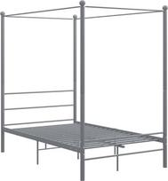 vidaXL Metalinė lova su baldakimu Dvigulė lova Lova su rėmu Lova su rėmu Miegamojo baldai Miegamojo lova Pilka Metalinė lova 120 x 200 cm