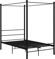 vidaXL Metalinė lova su baldakimu Dvigulė lova Lova su rėmu Miegamojo baldai Miegamojo lova Juodas metalas 120 x 200 cm