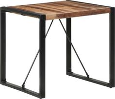 vidaXL Medžio masyvo valgomojo stalas Pramoninio stiliaus virtuvės stalas Valgomojo stalas Valgomojo virtuvė 80 x 80 x 75 cm Rožinio medžio apdaila Plieninės kojos