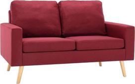vidaXL sofa 2 sėdimų vietų poilsio sofa Audinys sofa Minkšta sofa Sėdimoji baldų konstrukcija Sofa Svetainės sofa Vyno raudonas audinys Medinis rėmas
