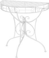 vidaXL šoninis stalas Vintage stiliaus pusiau apvalus metalinis 72x36x74cm Sidabriniai baldai