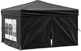 vidaXL Švenčių palapinė sulankstoma su šoninėmis sienelėmis Sodo palapinė Marquee Gazebo Alaus palapinė Sulankstoma palapinė Camping Black 3 x 3 m