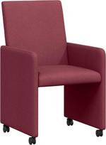 vidaXL Valgomojo kėdės su ratukais, 2 vnt., vyno raudonos spalvos, 57 x 66 x 94 cm, audinys, modernios ergonomiškos valgomojo kėdės su ratukais - elegantiškos šeimai, funkcionalios ir patogios sėdynės