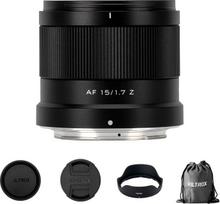VILTROX 15 mm F1.7 „Air Z“ objektyvas, skirtas „Nikon“ Z-Mount fotoaparatams, AF 15 mm f/1,7 ultraplačiakampis autofokusinis APS-C objektyvas, suderinamas su „Nikon“ Z jungties fotoaparatais: Z5, Z5II, Z50, Z50II, Z6, Z6II, Z7, Z7II, ZFC, Z30, Z9, Z8, ZF
