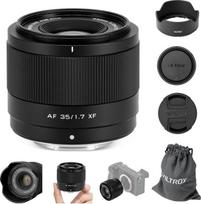 VILTROX 35 mm F1.7 „Air XF“ tvirtinimo fotoaparato objektyvas, skirtas „Fujifilm X“ fotoaparatams, su didele diafragma ir automatiniu fokusavimu, pritaikytas APS-C jutikliams, suderinamas su „Fuji X-A7“, „X-E5“, „X-H1“, „X-Pro3“, „X-S10“, „X-T30“, „X-T200