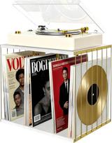 Vinilo plokštelių laikiklis, metalinis ir medinis vinilo plokštelių stovas, talpinantis iki 80 LP albumų, patefono stovas-organizatorius, skirtas albumams, žurnalams ir knygoms