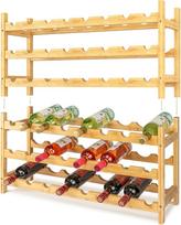 VINOMENTO Medinis vyno stovas, 48 buteliai, Butelių stovas, Sukraunamas, Gėrimų stovas, Vyno stovas, Sukraunamas, Butelių laikymas, Butelių stovas medinis, Vyno butelių stovas