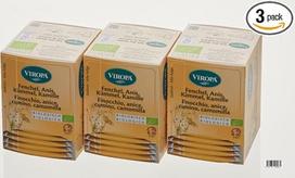 VIROPA ekologiškos arbatos su pankoliais, kmynais, anyžiais ir ramunėmis, 3 pakuotės po 15 arbatos maišelių