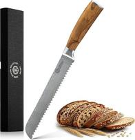 Virtuvės peilis virtuvės peilis 13 colių japoniškas peilis, itin aštrus, iš nerūdijančio plieno, skirtas pjaustyti, iškaulinėti, kapoti, pilnavidurė geležtė, alyvuogių medžio rankena, dovanų dėžutė ir dėklas (Damasko duona)