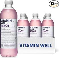 Vitamin Well Vitamininis vanduo su skoniu, vitaminu C, vitaminu B6, vitaminu B12, funkcinis ir mažai kalorijų turintis gėrimas, 12 x 500 ml (React)