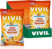 VIVIL Wild Orange su vitaminu C, 15 maišelių, gaivieji apelsinų skonio saldainiai, be cukraus ir veganiški, 15 x 120 g