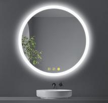 Vonios veidrodis su apšvietimu "Bluetooth" Apvalus 60 cm vonios veidrodis su LED apšvietimu, 3 šviesos spalvos, nuo rūko apšviestas vonios veidrodis su atminties funkcija, skirtas vonios kambariui, miegamajam