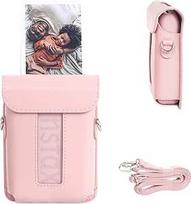 VOVMOEYA For Fujifilm Instax Mini Link 3 Smartphone Print, Mini Link3 Case Instax Mini Link3 PU apsauginis dėklas su patogiu magnetiniu dangteliu, minkštu mikropluošto vidumi ir dirželiu per petį, pastelinės rožinės spalvos,