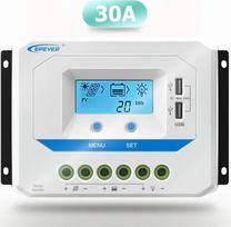 VS3024AU 30 A saulės energijos įkrovimo reguliatorius 12 V/24 V – pažangus saulės baterijų įkrovimo reguliatorius su LCD ekranu ir dviem USB prievadais