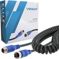 VSG 24 „Spiral Extension Cable Elite“ atbulinės eigos kamerai ir atbulinės eigos sistemoms. Universalus automobilinis kameros kabelis su 4 kontaktų jungtimi, skirtas sunkvežimiams, priekaboms, vilkikams, karavanams ir priekaboms. Atsparus atmosferos povei