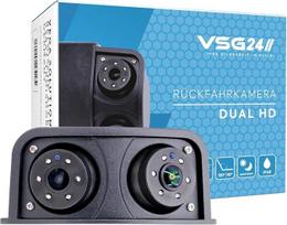 VSG24 DUAL-HD atbulinės eigos kamera 1080P AHD CVBS, dvigubo objektyvo kamera 130°/90°, IP68, naktinio matymo funkcija, atbulinės eigos kamera automobiliams, kemperiams ir sunkvežimiams