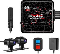 VSYSTO motociklo vaizdo registratorius, 140° plataus kampo motociklo kamera priekyje ir gale, 1080P raiška, vandeniui atspari sportinė kamera su „Wi-Fi“, GPS, naktinio matymo funkcija, G-jutikliu, WDR, ciklinio įrašymo funkcija, stovėjimo režimu (pilka)