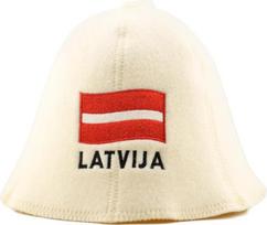 Vyrams ir moterims skirta pirties kepurė iš veltinio – Latvija – pilka Vyrams ir moterims skirta pirties kepurė iš 100 % natūralaus vilnonio veltinio – pirties kepurė su siuvinėjimu – apsauga nuo karščio – komplekte yra elektroninė knyga apie pirtį