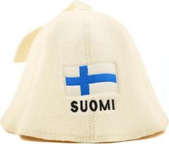 Vyrams ir moterims skirta pirties kepurė iš veltinio – Suomija – Pilka vyrams ir moterims skirta pirties kepurė, pagaminta iš 100 % natūralaus vilnonio veltinio – Pirties kepurė su siuvinėjimu – Apsauga nuo karščio – Komplekte – elektroninė knyga apie pir