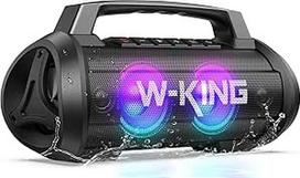 W-KING "Bluetooth" garsiakalbis didelis, 120 W maksimalios galios muzikos dėžutė, nešiojamasis garsiakalbis su žemų dažnių stiprintuvu, DSP/EQ/IPX6 atsparus vandeniui/LED šviesa/42 val. baterija/MIC-in/AUX/TF/Stereo garsas, "Bluetooth" vakarėlių dėžutės l