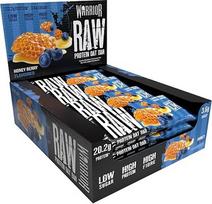 Warrior Raw Protein Bar Flapjack 12 x 75g (Honeyberry) - mažai cukraus, daug skaidulų turintis maistą pakeičiantis užkandis ir avižų užkandis pusryčiams, skirtas energijai, raumenims stiprinti ir sotumui palaikyti