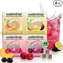 Waterdrop® mikrogėrimų rinkinys, 48 Waterdrop® lašelių kubeliai, 4 vaisių rūšys, gėrimų milteliai be cukraus, vandens skonis, mažai kalorijų ir vertingų vitaminų, šnypščiančios tabletės, vandens priedas