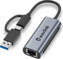 WAVLINK USB 3.0/USB C į 2,5G Ethernet adapteris, 2500Mbps USB LAN adapteris, "Thunderbolt" tinklo adapteris "Mac OS", "Windows", "Linux", "Dell XPS", "Surface Pro" ir kt.