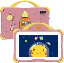 Weelikeit 7 colių planšetinis kompiuteris vaikams - "Android 14" planšetinis kompiuteris vaikams su dėklu, 8GB RAM (4+4) ir 64GB atminties (galima išplėsti iki 512GB), "WiFi", dviguba kamera, vaikų užraktas, dovana vaikams nuo 3 iki 14 metų (rožinis)