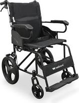 WELLCORE sulankstomas vežimėlis, plieninis rėmas, lengvas ir kompaktiškas, tvirti ratai, stabdžiai su rankenomis, atlenkiamas atlošas, sėdynės plotis 46 cm, iki 100 kg