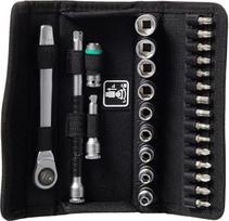 WERA 05004018001 Metrinis 1/4 colio sukimo mechanizmas „Zyklop 8100 SA8“ su metaliniu jungikliu – plonas ratchetas ir galvutės rinkinys (28 vnt.)