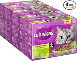 Whiskas 7+ Katzennassfutter - Gemischte Auswahl in Sauce, 12x85g (4 pakuotės) - Hochwertiges Feuchtfutter in 48 Portionsbeuteln für Katzen ab 7 Jahren und älter