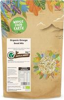 Wholefood Earth Ekologiškas Omega sėklų mišinys 3 kg 4 sėklų mišinių mišinys Žalias be GMO, veganiškas Daug skaidulų Daug baltymų Iš kontroliuojamo ekologiško auginimo