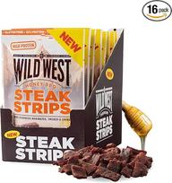 Wild West Steak Strips, 16 x 60 g Honey BBQ Beef, jautienos džiovinta mėsa su dideliu baltymų kiekiu, baltymų užkandis