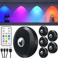 WILLED USB įkraunama RGB LED prožektorių baterija su nuotolinio valdymo pulteliu, spalvų keitimo LED apšvietimas, magnetinis reguliuojamas baterijų apšvietimas, belaidis vitrinų apšvietimas su laikmačiu